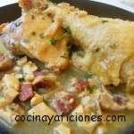 Pollo de corral en pepitoria