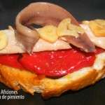 Costrón de pimiento, ventresca y anchoa