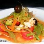 Ensalada espaguetis de verduras con aliño de tomate