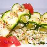 brocheta de puerro con vinagreta