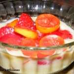 postre de fresas, limequat y natillas