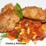 Filetes rusos con caponata siciliana