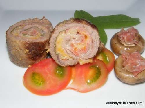 Enrollados de ternera rellenos, receta