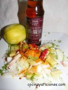 Langostinos con curry amarillo,receta